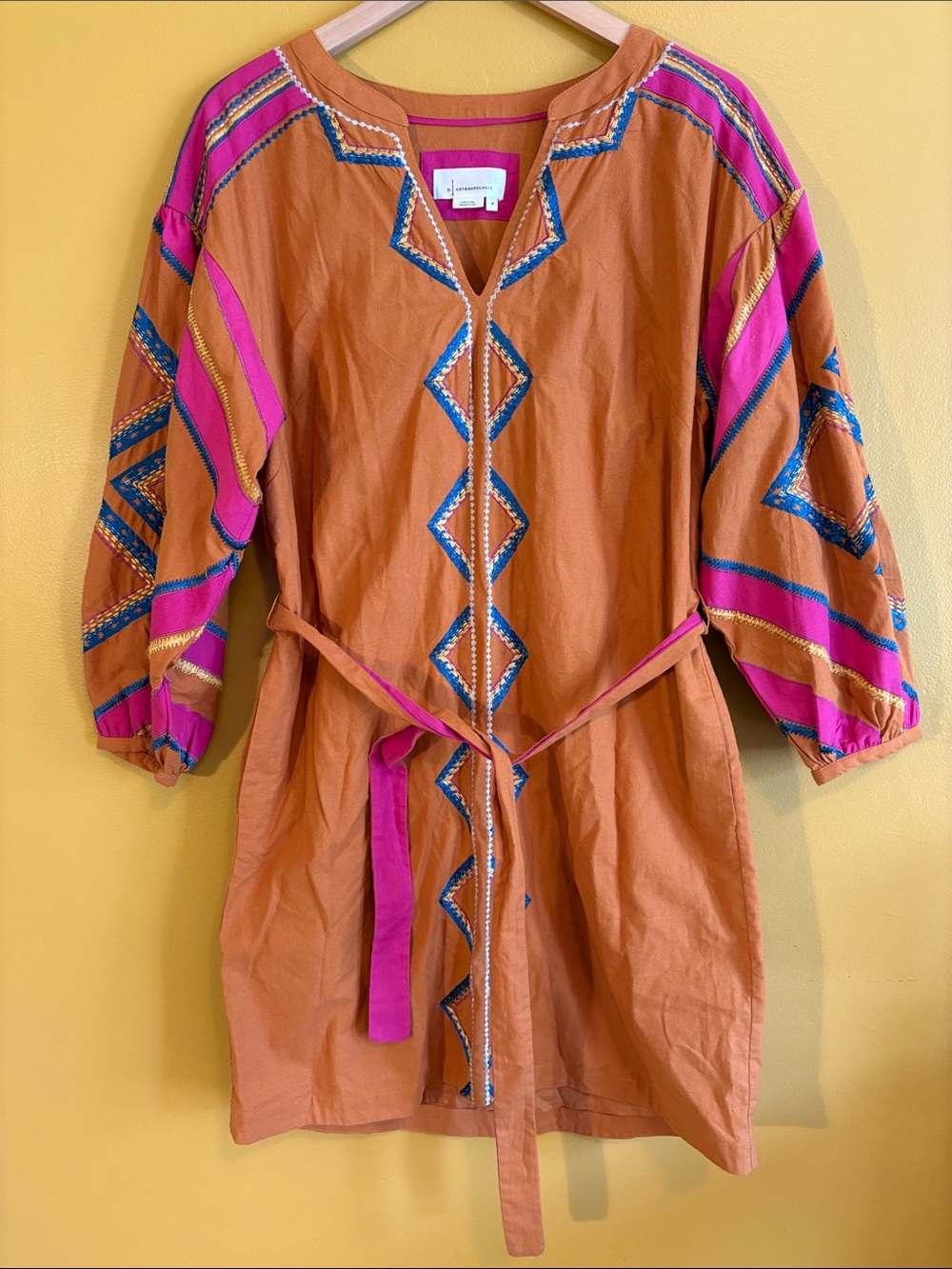 Anthropologie Stasiana Embroidered Cotton Dress